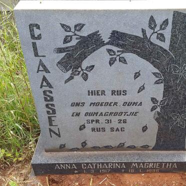 CLAASSEN Anna Catharina Magrietha 1917-1996