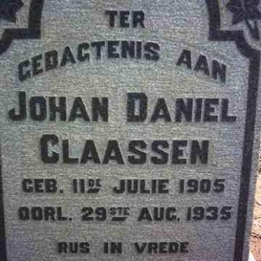 CLAASSEN Johan Daniel 1905-1935