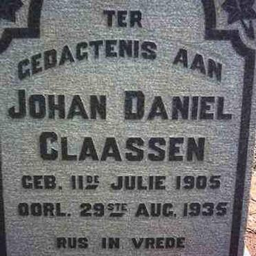CLAASSEN Johan Daniel 1905-1935