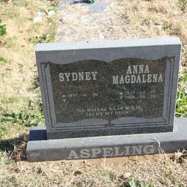 ASPELING Sydney 1937- &amp; Anna Magdalena 1937-1986