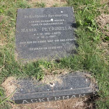 ACKERMAN Maria Petronella nee LOOTS 1910-1987