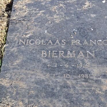 BIERMAN Nicolaas Francois 1916-1981