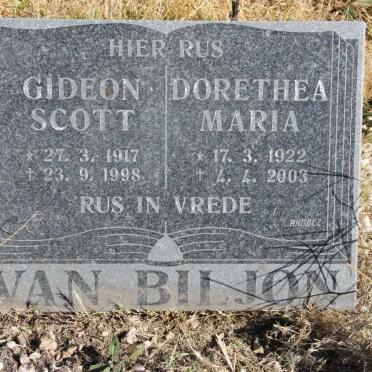 BILJON Gideon Scott, van 1917-1998 &amp; Dorethea Maria 1922-2003