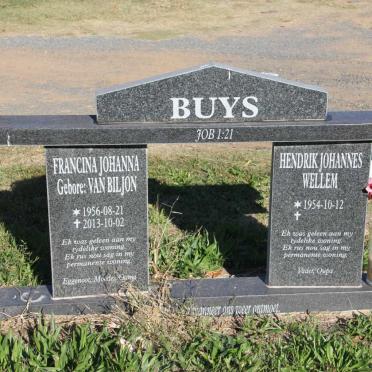 BUYS Hendrik Johannes Wellem 1954- &amp; Francina Johanna VAN BILJON 1956-2013