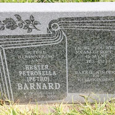 BARNARD Hester Petronella 1947-2006