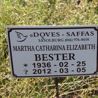 BESTER Martha Catharina Elizabeth 1936-2012