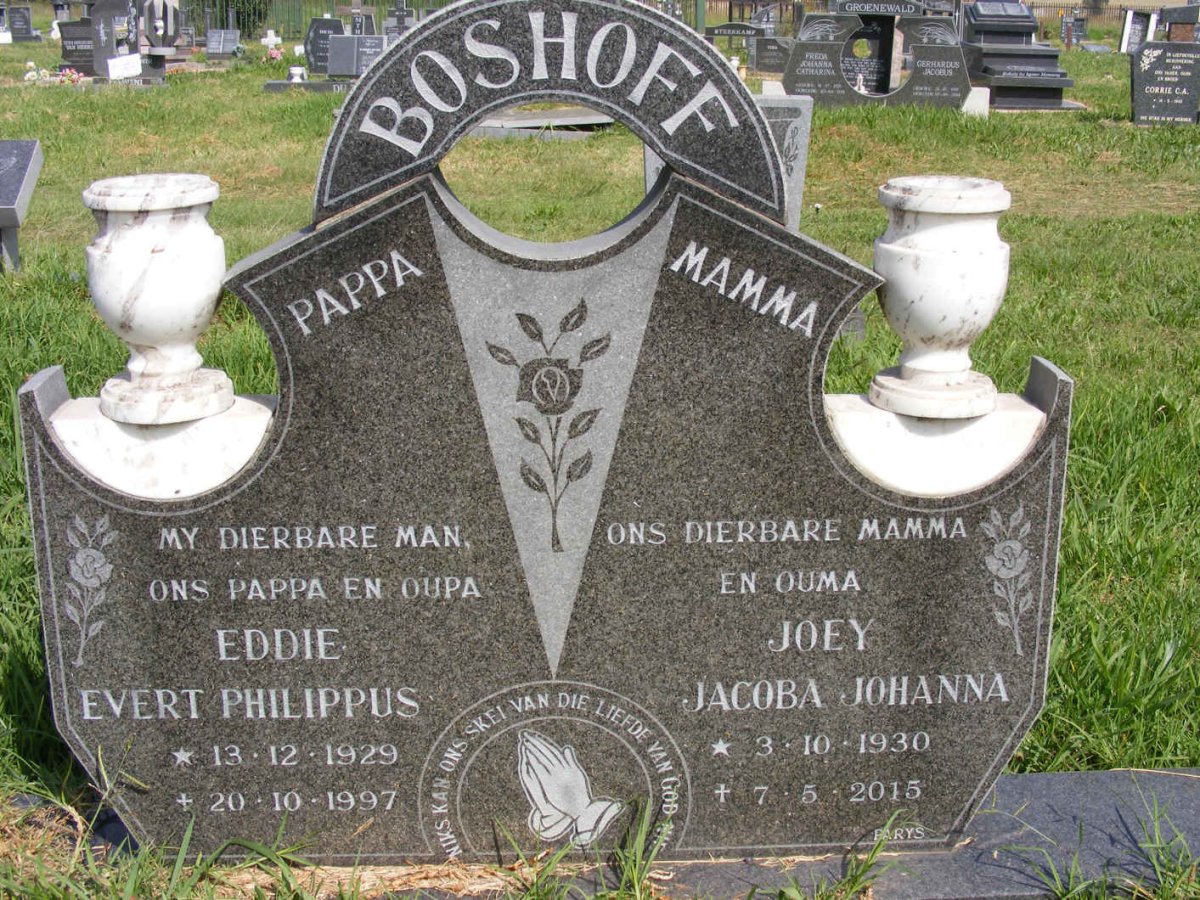 BOSHOFF Evert Philippus 1929-1997 &amp; Jacoba Johanna 1930-2015