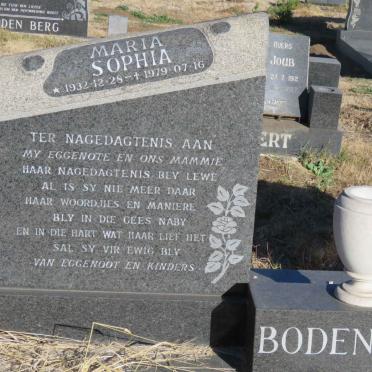 BODENSTEIN Antonie Petrus 1932- &amp; Maria Sophia 1932-1979 