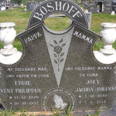 BOSHOFF Evert Philippus 1929-1997 &amp; Jacoba Johanna 1930-2015