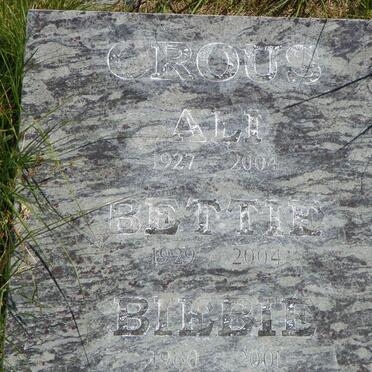 CROUS Ali 1927-2004 &amp; Bettie 1929-2004 :: CROUS Biebie 1960-2001