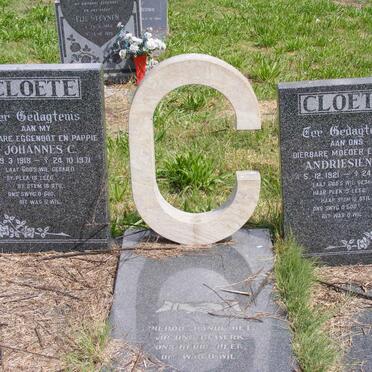 CLOETE Johannes C. 1918-1971 &amp; Andriesiena H. 1921-1997