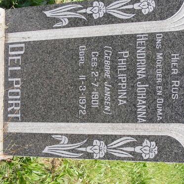 DELPORT Hendrina Johanna Philippina nee JANSEN 1901-1972