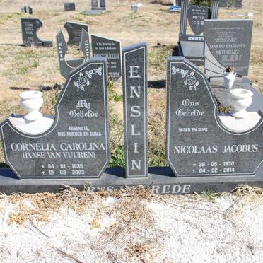 ENSLIN Nicolaas Jacobus 1930-2014 &amp; Cornelia Carolina JANSE VAN VUUREN 1935-2003