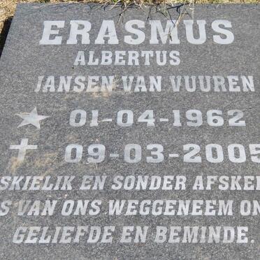 ERASMUS Albertus Jansen van Vuuren 1962-2005