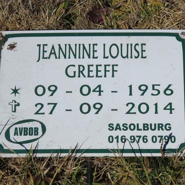 GREEFF Jeannine Louise 1956-2014