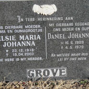 GROVE Daniel Johannes 1909-1979 &amp; Elsie Maria Johanna 1913-2003