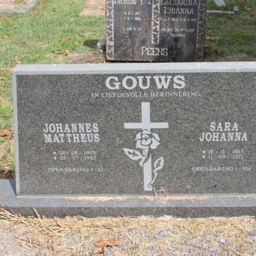 GOUWS Johannes Mattheus 1905-1967 &amp; Sara Johanna 1913-2011