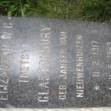 GLASTONBURY  Elizabeth W.C. nee JANSEN VAN NIEUWENHUIZEN 1917-1969