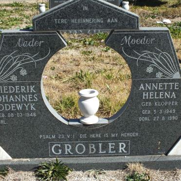GROBLER Diederik Johannes Lodewyk 1946-  &amp; Annette Helena KLOPPER 1949-19990