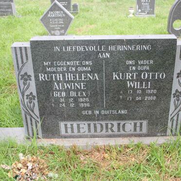 HEIDRICH Kurt Otto Willi 1920-2000 &amp; Ruth Helena Alwine OLEX 1925-1996