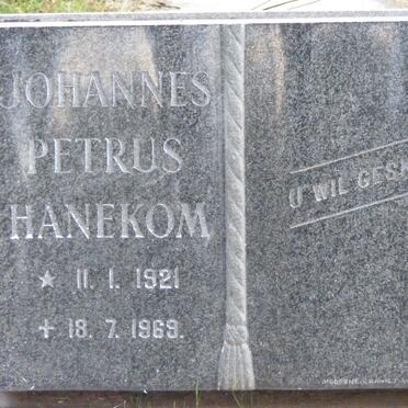 HANEKOM Johannes Petrus 1921-1969