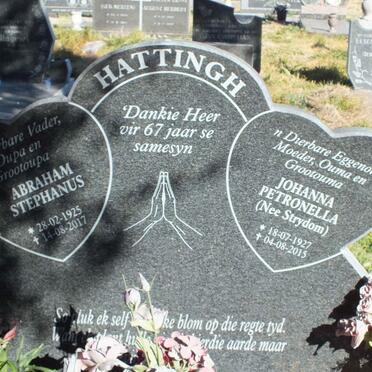 HATTINGH Abraham Stephanus 1925-2017 &amp; Johanna Petronella STRYDOM 1927-2015