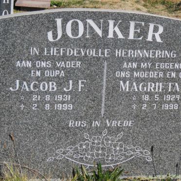 JONKER Jacob J.F. 1931-1999 &amp; Magrieta C. 1929-1998