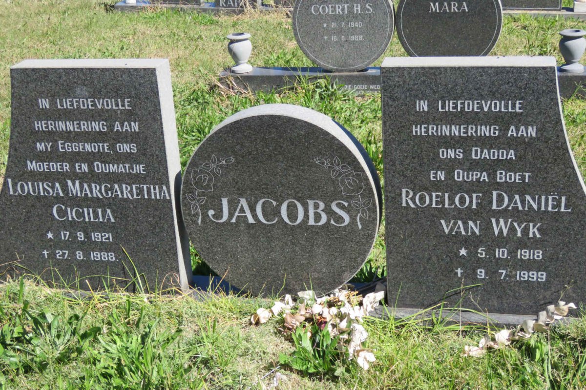 JACOBS Roelof Daniël van Wyk 1918-1999 &amp; Louisa Margaretha Cicilia 1921-1988