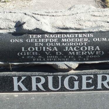 KRUGER Louisa Jacoba nee V.D.MERWE 1916-2005