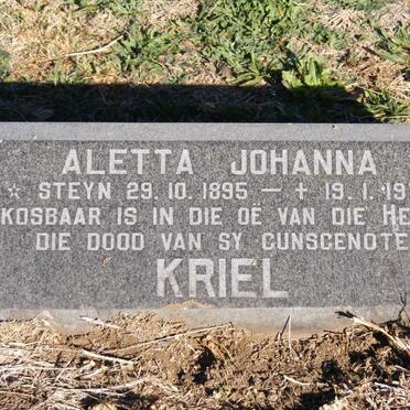KRIEL Aletta Johanna nee STEYN 1895-1978