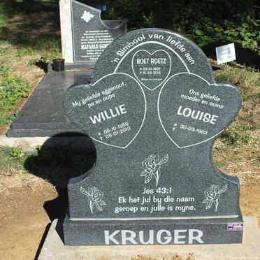 KRUGER Willie 1956-2013 &amp; Louise 1963- :: KRUGER Boet Roetz 1937-2014