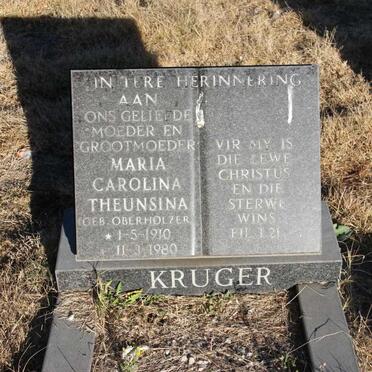 KRUGER Maria Carolina Theunsina nee OBERHOLZER 1910-1980