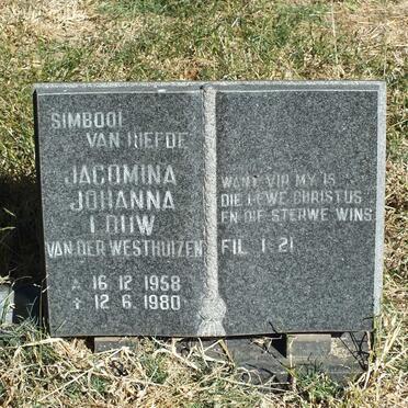 LOUW Jacomina Johanna, VAN DER WESTHUIZEN 1958-1980