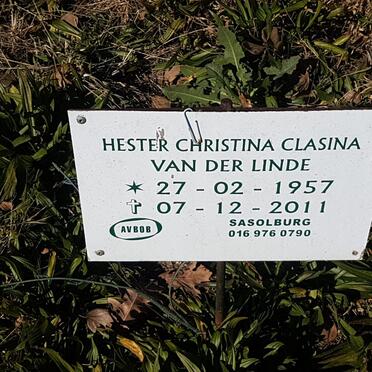 LINDE Hester Christina Clasina, van der 1957-2011