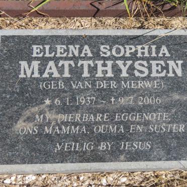MATTHYSEN Elena Sophia nee VAN DER MERWE 1937-2006