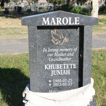 MAROLE Khubetete Juniah 1940-2012