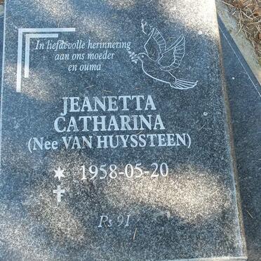 MERWE Jeanetta Catharina, van der nee VAN HUYSSTEEN 1958-
