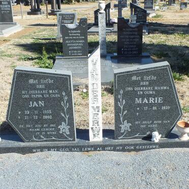 MERWE Jan, van der 1935-2002 &amp; Marie 1939-