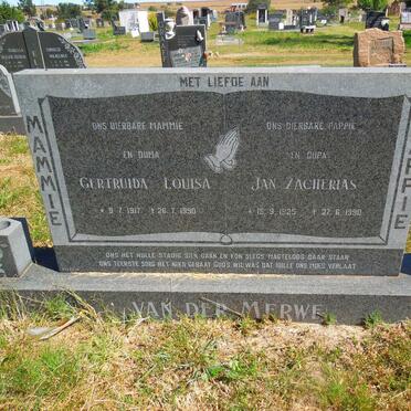 MERWE Jan Zacherias, van der 1925-1990 &amp; Gertruida Louisa 1917-1990