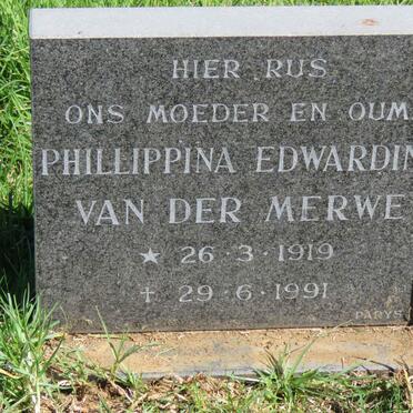 MERWE Phillippina Edwardina, van der 1919-1991