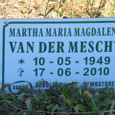 MESCHT Martha Maria Magdalena, van der 1949-2010