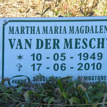 MESCHT Martha Maria Magdalena, van der 1949-2010