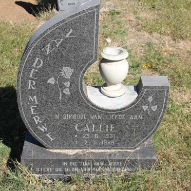 MERWE Callie, van der 1931-1986