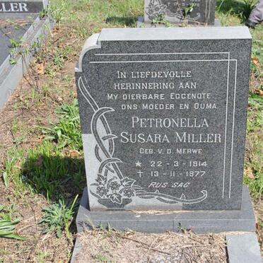 MILLER Petronella Susara nee V.D. MERWE 1914-1977