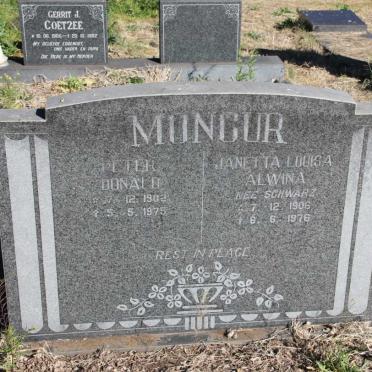 MONCUR Peter Donald 1902-1975 &amp; Janetta Louisa Alwina SCHWARZ 1906-1976