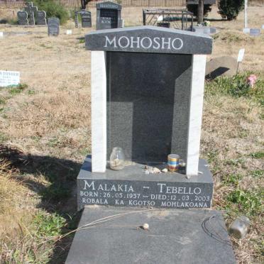 MOHOSHO Malakia-Tebello 1957-2003