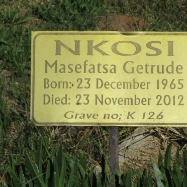 NKOSI Masefatsa Gertrude 1965-2012