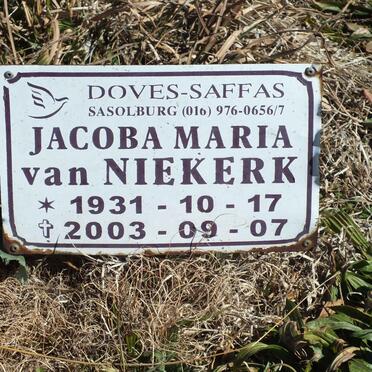 NIEKERK Jacoba Maria, van 1931-2003