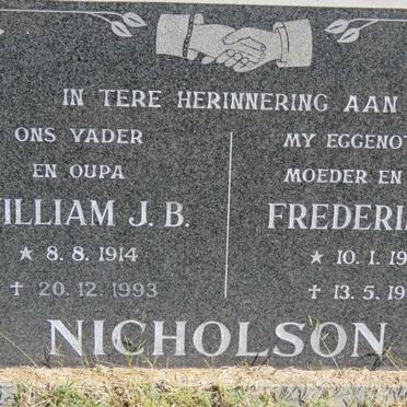 NICHOLSON William J.B. 1914-1993 &amp; Frederika 1920-1989