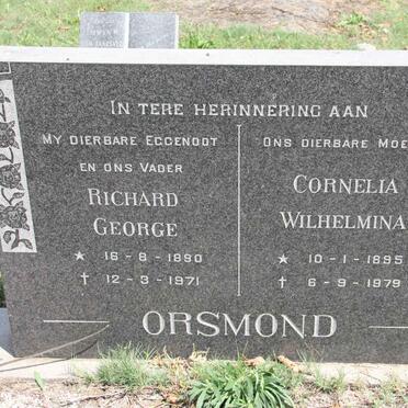 ORSMOND Richard George 1890-1971 &amp; Cornelia Wilhelmina 1895-1979